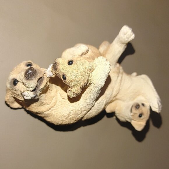 Yellow Labrador Stone Critters Dog Figurine Playful Puppies Resin Collectible - Picture 1 of 10